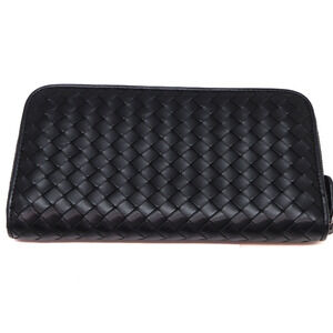 Bottega Veneta wallet black leather round zipper